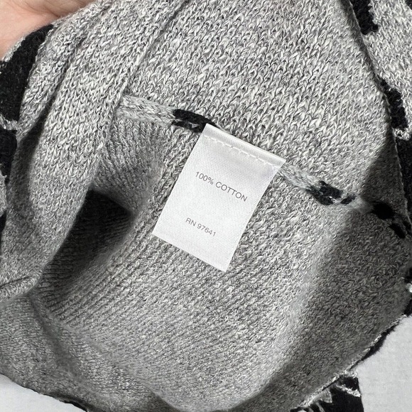 J. Jill Top Size Medium Petite Gray Houndstooth Long Sleeve Sweater Tunic - Picture 9 of 11